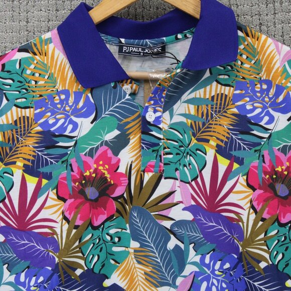 PJ Paul Jones Polo Shirt Mens Small S Multicolor Floral Pattern Short Sleeve NWT - Picture 6 of 10